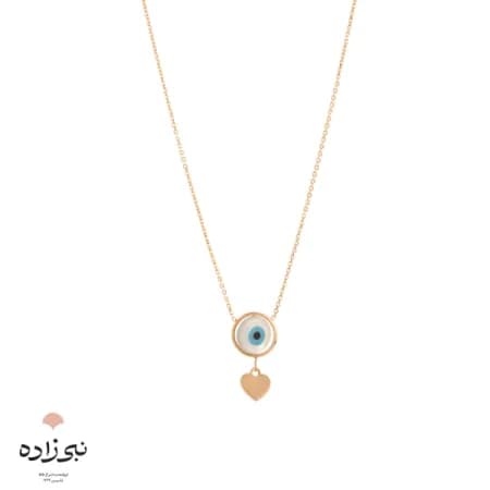 گردنبند چشم نظر گرد آویز قلب طلا N019