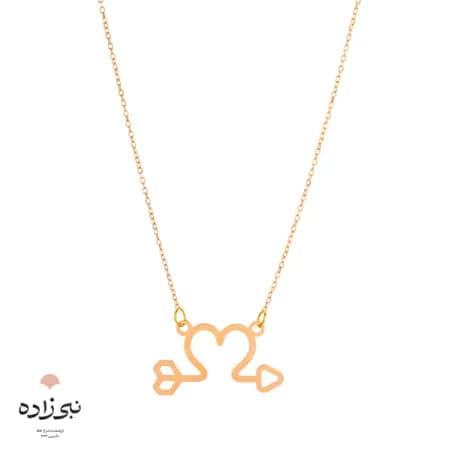 گردنبند لیزری قلب و تیر طلا N064