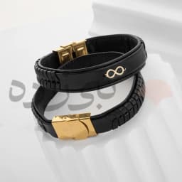 دستبند چرم بی نهایت طلا B049